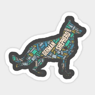 German Shepherd Wordcloud for Darker Backgrounds Sticker